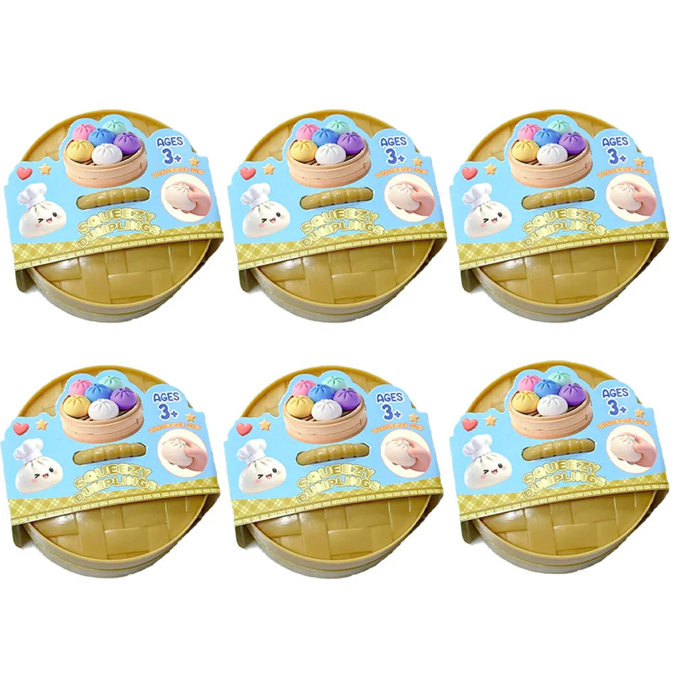 New 1-12Pcs Glitter Dumpling Glitter Dumpling Squishy with Box Dumplings Sensory Squeeze Toy for Stress Relief