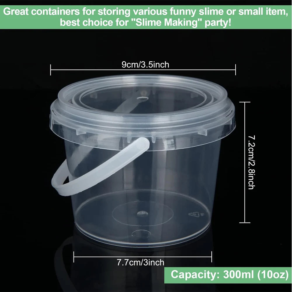 Slime Containers with Lids and Handles, Plastic Storage Bucket Containers, Clear Slime Storage Case for Slime DIY Art Craft