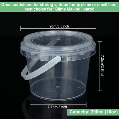 Slime Containers with Lids and Handles, Plastic Storage Bucket Containers, Clear Slime Storage Case for Slime DIY Art Craft