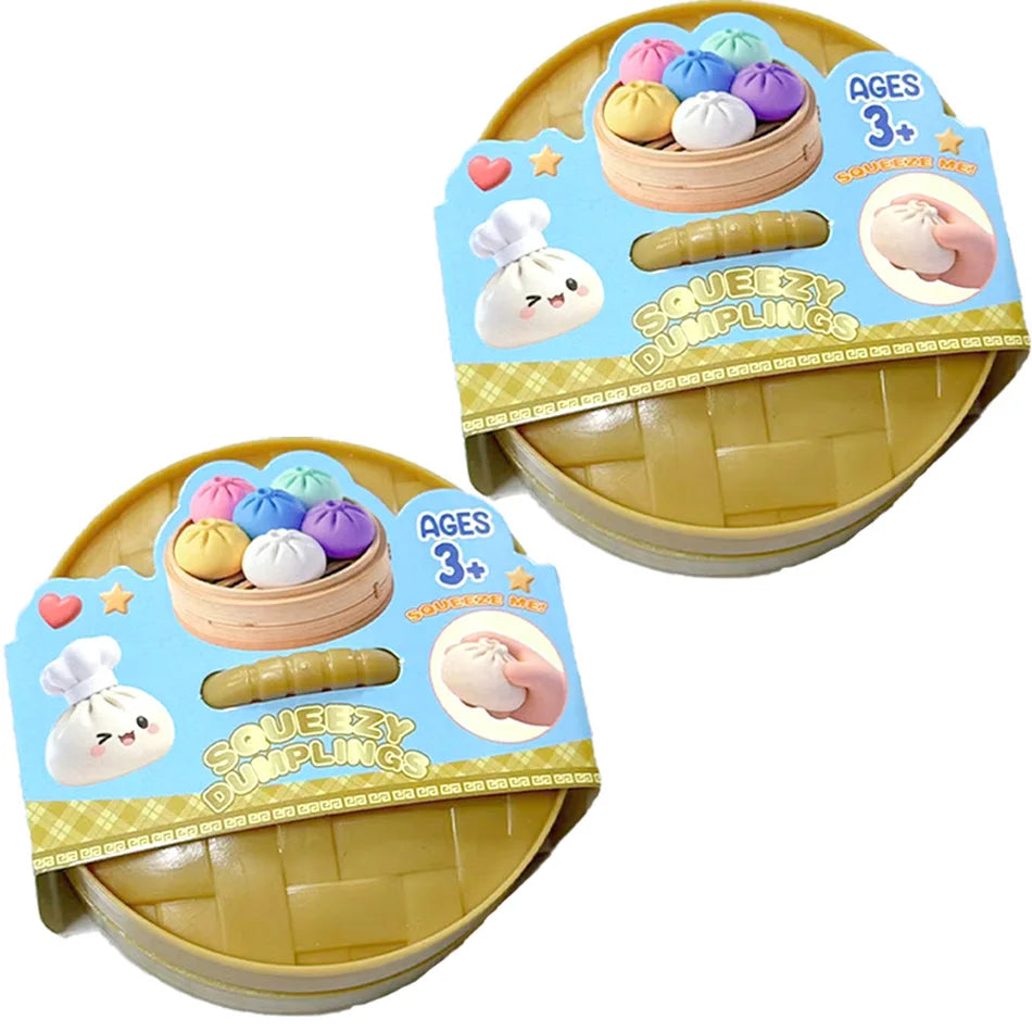 New 1-12Pcs Glitter Dumpling Glitter Dumpling Squishy with Box Dumplings Sensory Squeeze Toy for Stress Relief