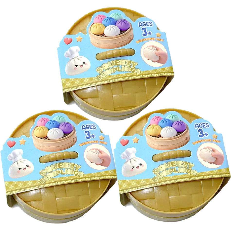 New 1-12Pcs Glitter Dumpling Glitter Dumpling Squishy with Box Dumplings Sensory Squeeze Toy for Stress Relief