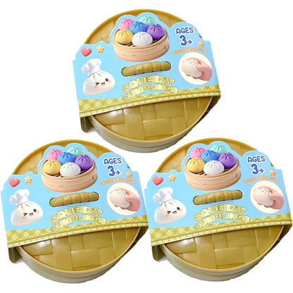 New 1-12Pcs Glitter Dumpling Glitter Dumpling Squishy with Box Dumplings Sensory Squeeze Toy for Stress Relief