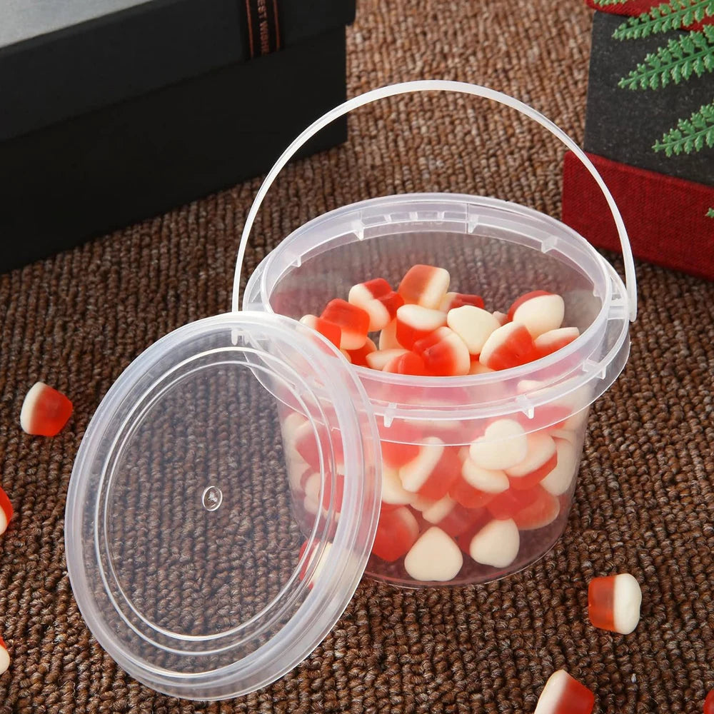 Slime Containers with Lids and Handles, Plastic Storage Bucket Containers, Clear Slime Storage Case for Slime DIY Art Craft