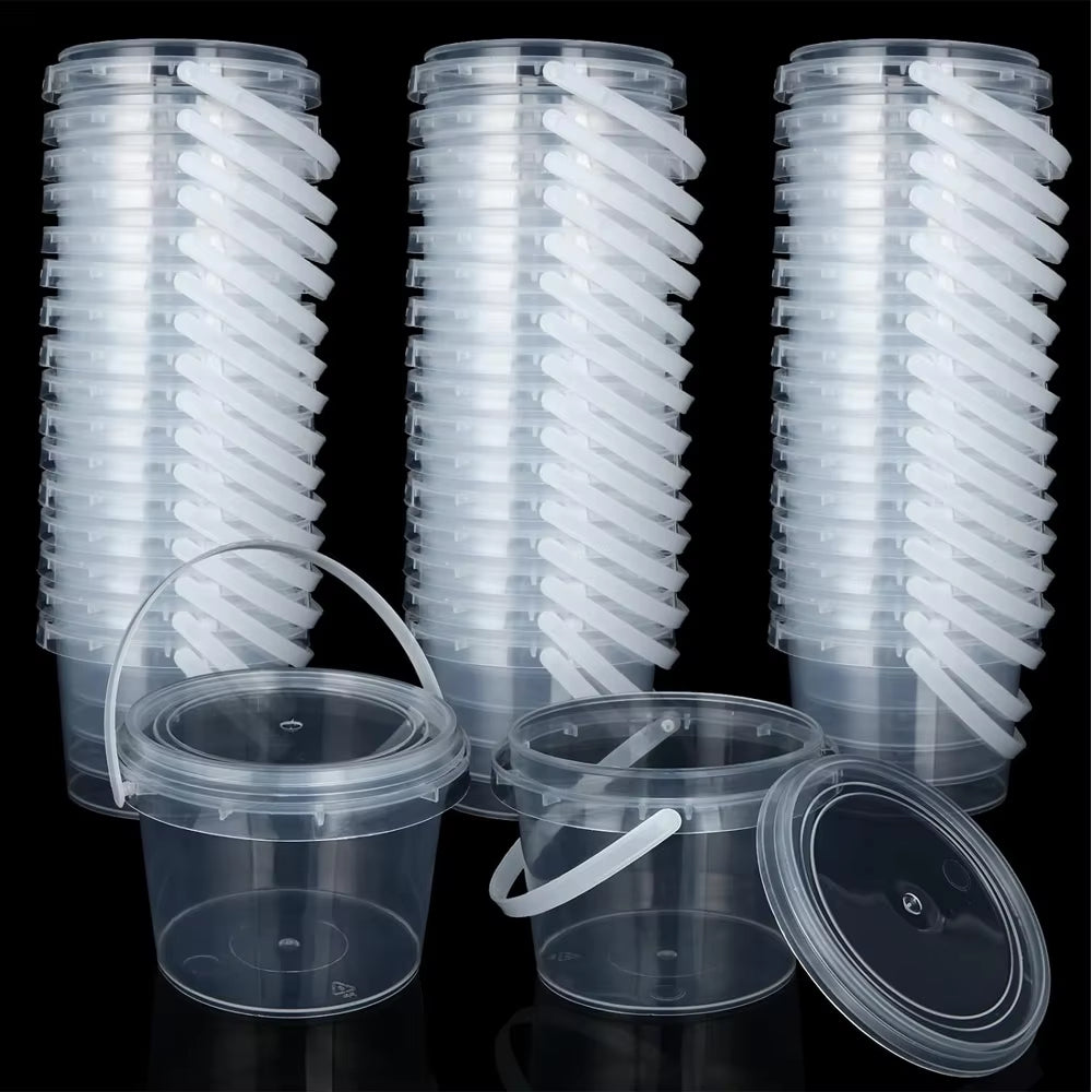 Slime Containers with Lids and Handles, Plastic Storage Bucket Containers, Clear Slime Storage Case for Slime DIY Art Craft
