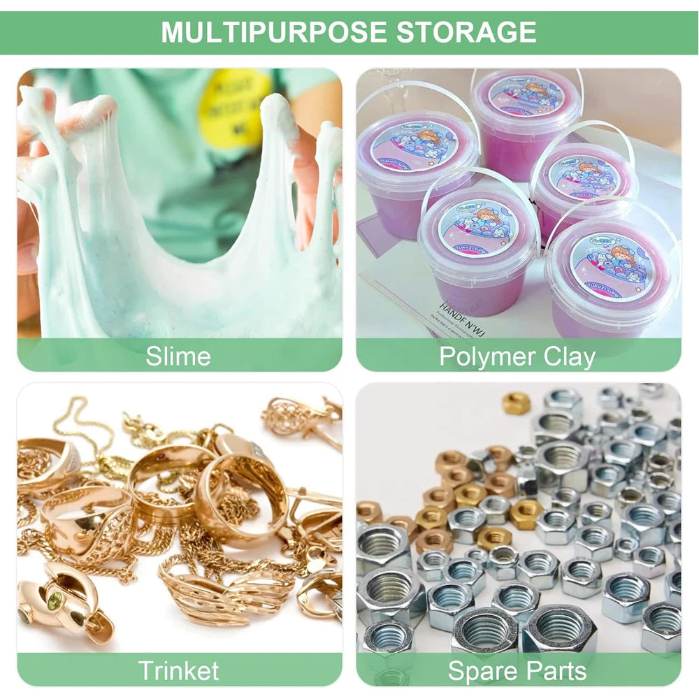Slime Containers with Lids and Handles, Plastic Storage Bucket Containers, Clear Slime Storage Case for Slime DIY Art Craft