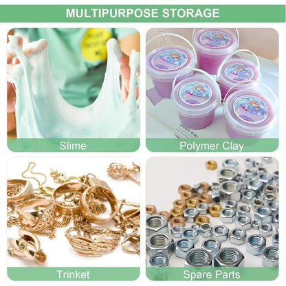 Slime Containers with Lids and Handles, Plastic Storage Bucket Containers, Clear Slime Storage Case for Slime DIY Art Craft