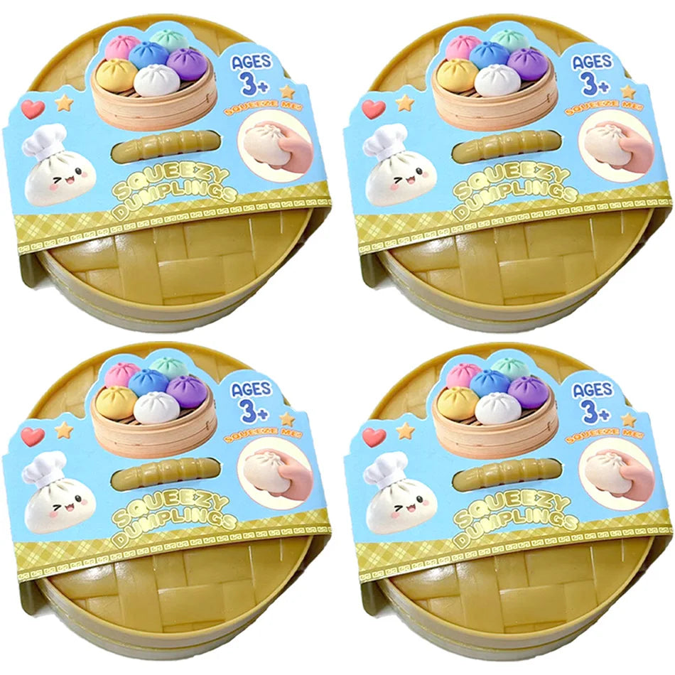 New 1-12Pcs Glitter Dumpling Glitter Dumpling Squishy with Box Dumplings Sensory Squeeze Toy for Stress Relief